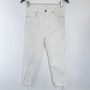 LOFT Off White High Waist Straight Crop Jeans Size 26/2 Raw Hem